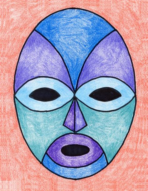 Easy How to Draw a Mask Tutorial and Mask Coloring Page · Art Projects ...