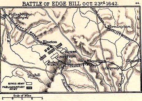 Map of the Battle of Edgehill - October 23, 1642