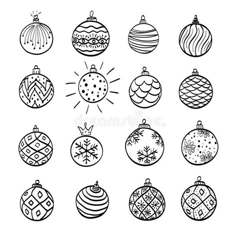 Hand drawn christmas ball isolated. Vector sketch black and white ...