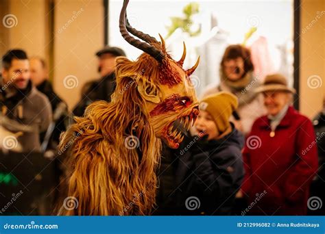 Krampus Night Parade, People in Scary Fur Costumes and Masks with ...