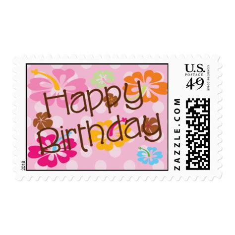 Hawaiian Flowers | Happy Birthday Postage Stamp | Zazzle