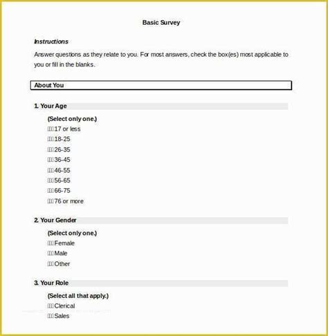 Free Survey Template Word Of 39 Word Survey Templates Free Download ...