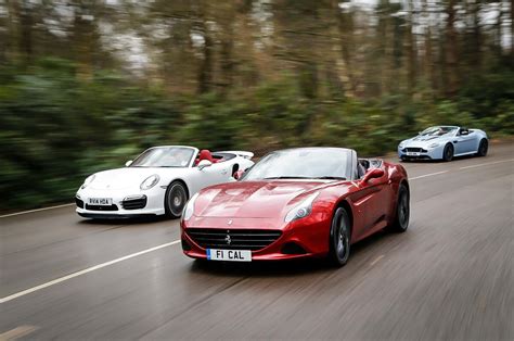 Ferrari California T vs Porsche 911 Turbo S, Aston V12 Vantage S | Autocar