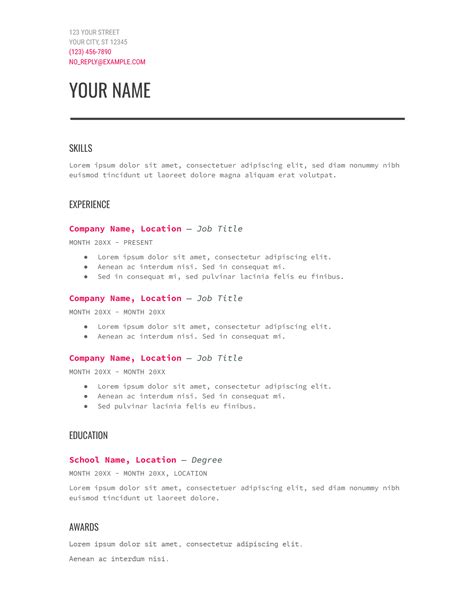 Google Docs Modern Resume Simple Resume Templates Student Resume ...