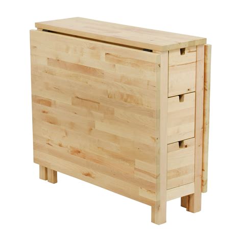 49% OFF - IKEA IKEA Birch Norden Gateleg Drop-Leaf Table with Drawers ...