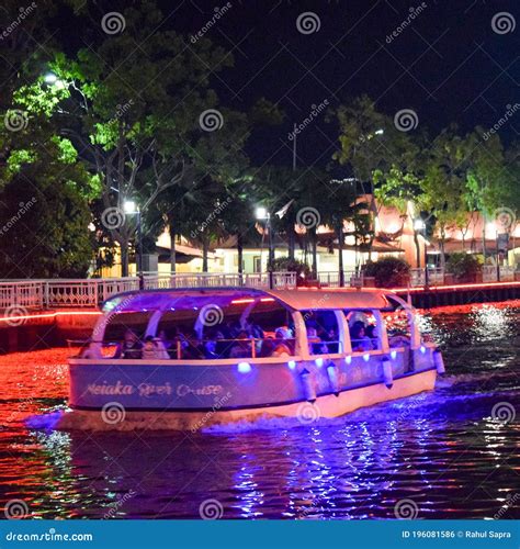 Malacca, Malaysia - January, 01 2020: View of Malacca River at Night, a ...