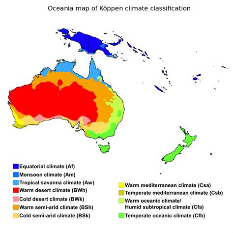 Oceania map of Koppen climate classification - Vivid Maps