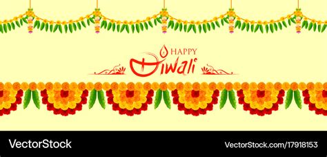 Flower garland decoration toran for happy diwali Vector Image