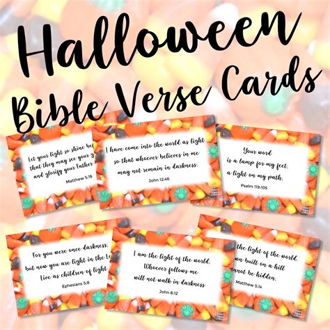 Christian Halloween Bible Verse Cards for Candy, Religious Halloween ...