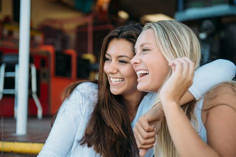 "Two Female Friends Smiling And Having Fun" by Stocksy Contributor ...