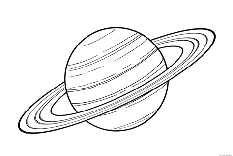 Drawing of Saturn – planet – Line art illustrations