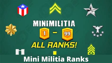 Mini Militia Ranks and Badges List with Symbols in Order