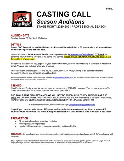 Auditions | stagerightgbg