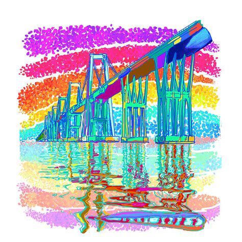 Puente sobre el lago, Maracaibo Digital Art by Ylana Stelling Luigi