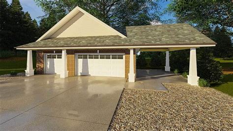 3 Car Craftsman Garage with Carport - 62590DJ | Architectural Designs ...