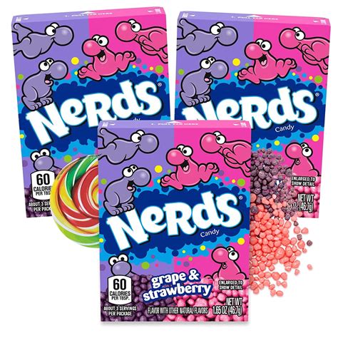 Nerds Candy Boxes Filled with Grape and Strawberry Flavored Nerd ...