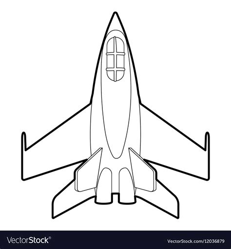 Military jet icon outline style Royalty Free Vector Image