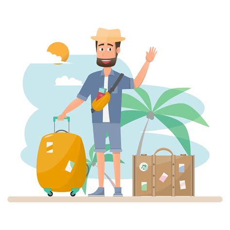 people travel. couple with bag for a vacation. 426280 Vector Art at ...