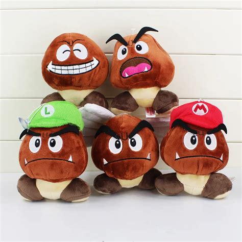 12cm Super Mario Bros Goomba Plush Toy Smile Amazed With Wings Hats ...