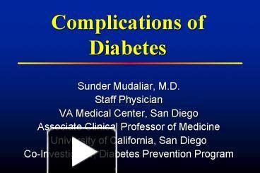 PPT – Complications of Diabetes PowerPoint presentation | free to ...