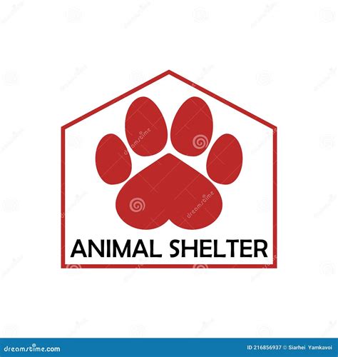 Shelter Animal Logo With Dog Pawprint And Heart. Vector Clipart And ...