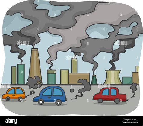 Illustration of Air Pollution Stock Photo - Alamy