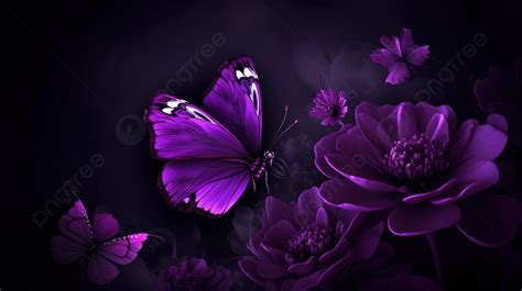 Dark Purple Flowers With Butterflies Wallpaper Wallpapers Background ...