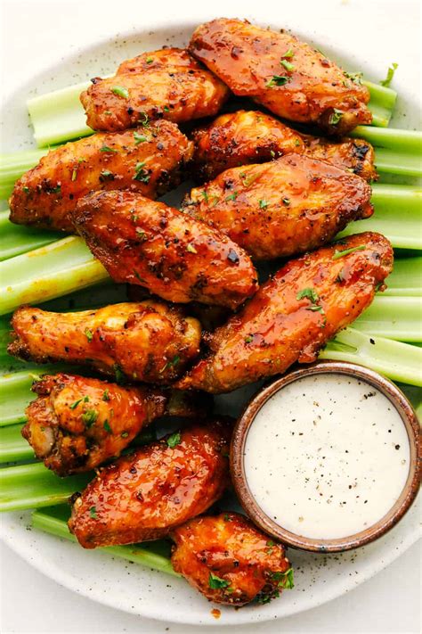 Air Fryer Chicken Wings with Honey Buffalo Sauce - Recipe Ocean