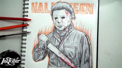 MICHAEL MYERS PEN DRAWING - INKTOBER DAY 29 - YouTube