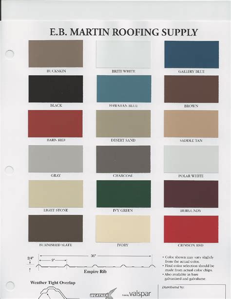 Residential Metal Roofing Color Chart