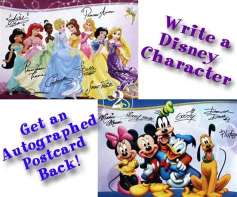 Get a free Autographed Postcard from the Disney Characters!