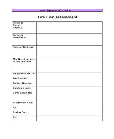 6+ Fire Risk Assessment Templates - Free Samples, Examples Format ...