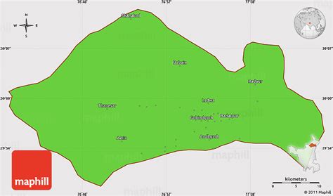 Political Simple Map of Kurukshetra, cropped outside