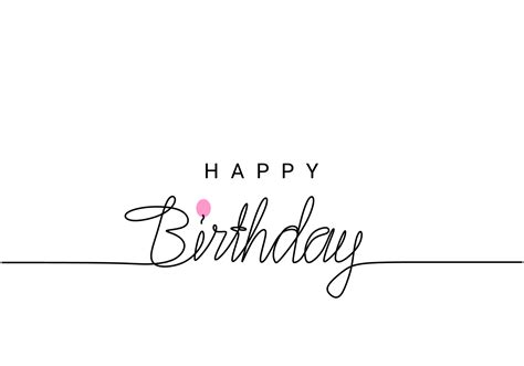 Happy Birthday lettering, continuous line drawing, banner, poster ...