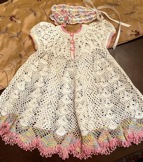 Crochet heirloom summer dress and headband thread pattern | Etsy in ...