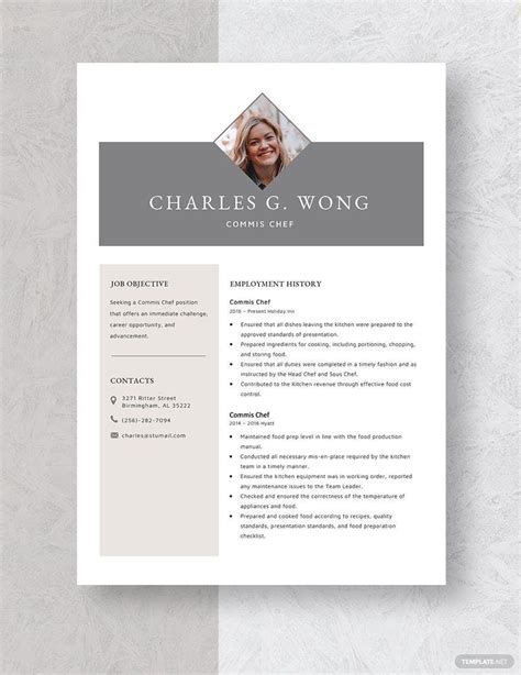 Commis Chef Resume in Word, Pages - Download | Template.net