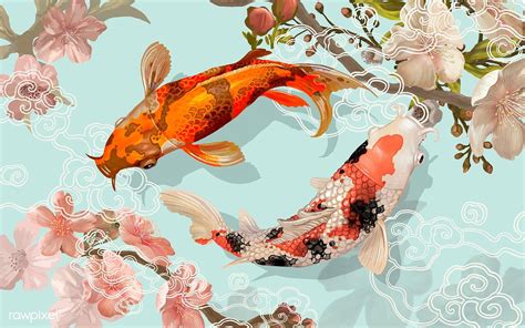 Two Japanese Koi fish swimming | free image by rawpixel.com | Koi art ...