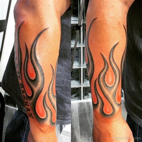 Vegas Flame Tattoo On Arm Sleeve | Flame tattoos, Fire tattoo, Half ...