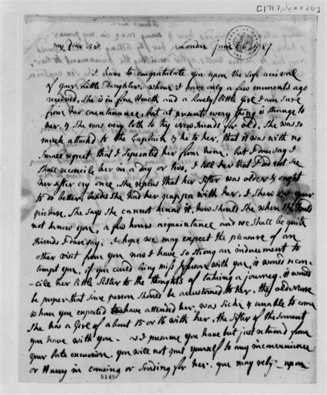 Letter from Abigail Adams to Thomas Jefferson (June 26, 1787), Page 1 ...