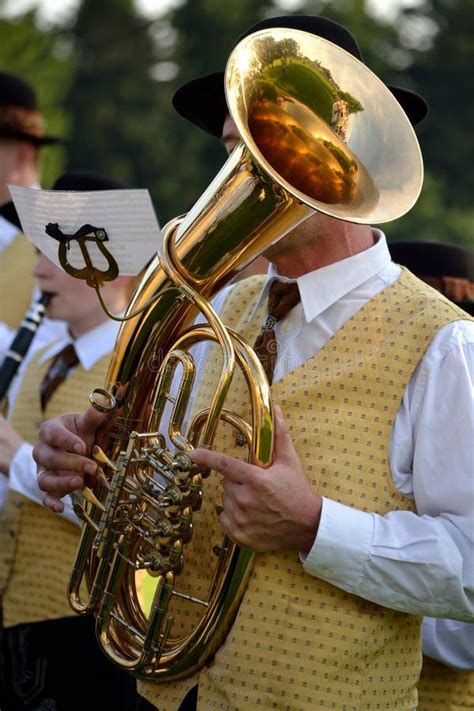 Musician Plays the Instrument Baritone Stock Image - Image of tradition ...