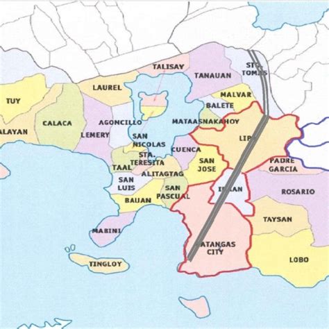 Map of Batangas Province, the Location of the STAR Tollway, and the ...