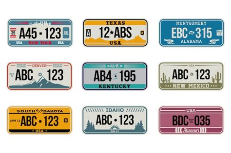 Free Vector | USA car number plates set