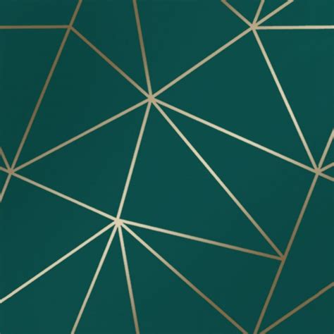 Zara Shimmer Metallic Geometric Wallpaper in Emerald and Gold ...