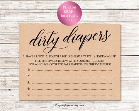 Dirty Diaper Game Printable - Printable Word Searches