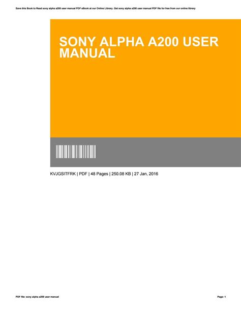 Sony alpha a200 user manual by smallker77 - Issuu