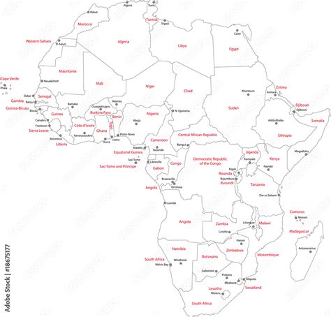 kompenzovat obtížný Džbán africa map with capitals Pokrytec Nehýbá se ocel