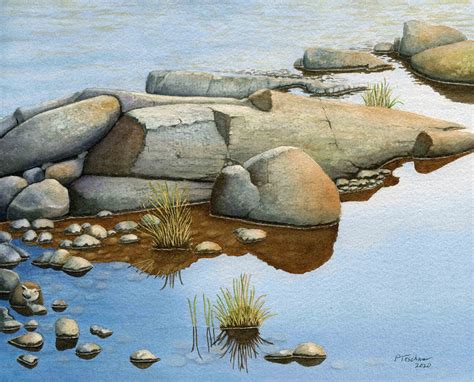 River and Rocks Watercolor Painting Giclee Print of Original - Etsy