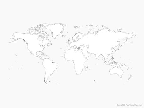 Printable Vector Map of the World - Outline | Free Vector Maps