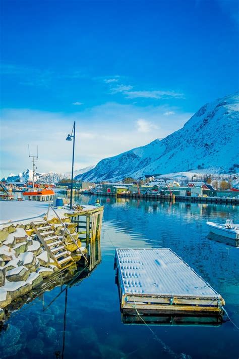 Henningsvaer, Norway - April 04, 2018: Outdoor View of Fishing Port ...