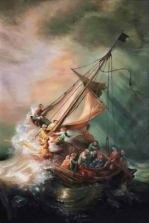 Rembrandt, Christ in the Storm - Hand Painted Oil Painting on Canvas